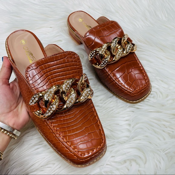 Tan croco chain mule sandal - Picture 7 of 12